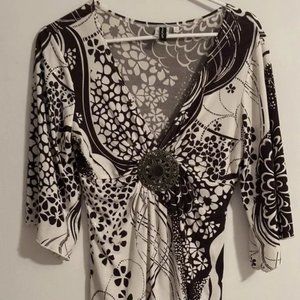 Boho/Vintage Trendy V-Neck Heart Soul Top with 3/4-length Sleeves